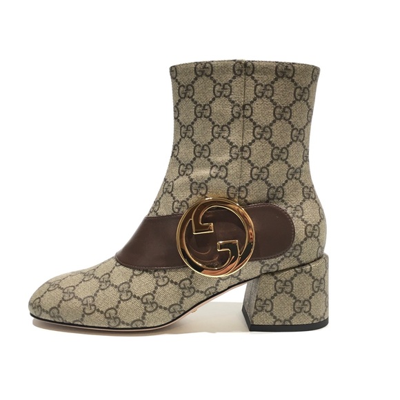 GUCCI BLONDIE GG SUPREME BOOTS / METAL LOGO -WOMEN’S US 8.5 -NEW - Picture 4 of 12